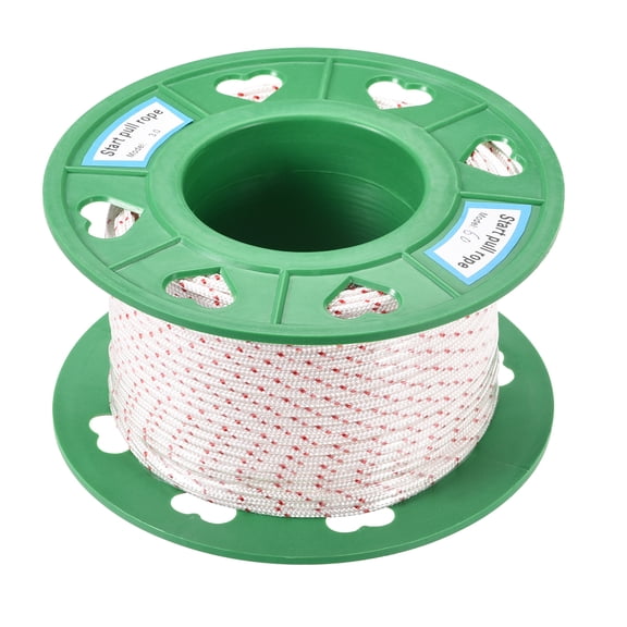Recoil start Rope 3mm 1/8 Inch Dia 60m 196ft Polyester Pull Cord White Red for Engine Replacement Part