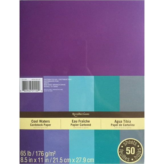 Recollections Cardstock Paper, Blue, 8 1/2 x 11 Cool Waters 50