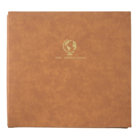 Recollections Photo Album, Globe-Trotter Suede Post Bound & Expandable, Brown, Holds 420 Photos, 1-Pack
