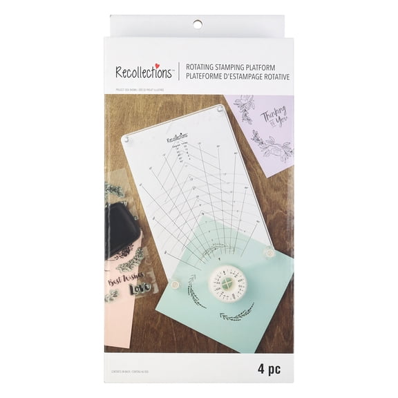 Recollections Rotating Stamping Platform - 360-Degree Symmetry Press for Circular Patterns - White and Clear - 11.13" - 1-Pack