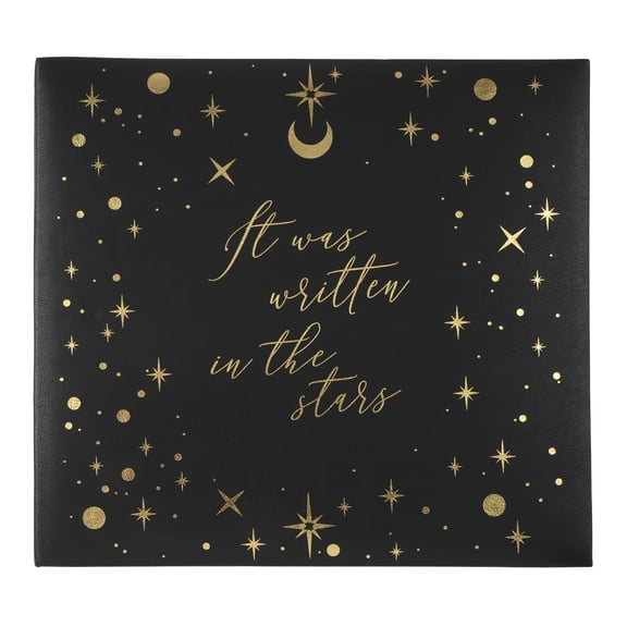 Recollections Scrapbook Album - Celestial Faux Leather Post Bound - Black/Gold - 12" x 12" - 10 Sheets - 1-Pack
