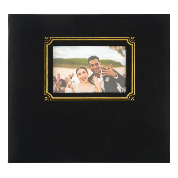 Recollections Scrapbook Album - Linen Photo Window Cover - Black/Gold - 12" x 12" - 20 Pages - 1-Pack