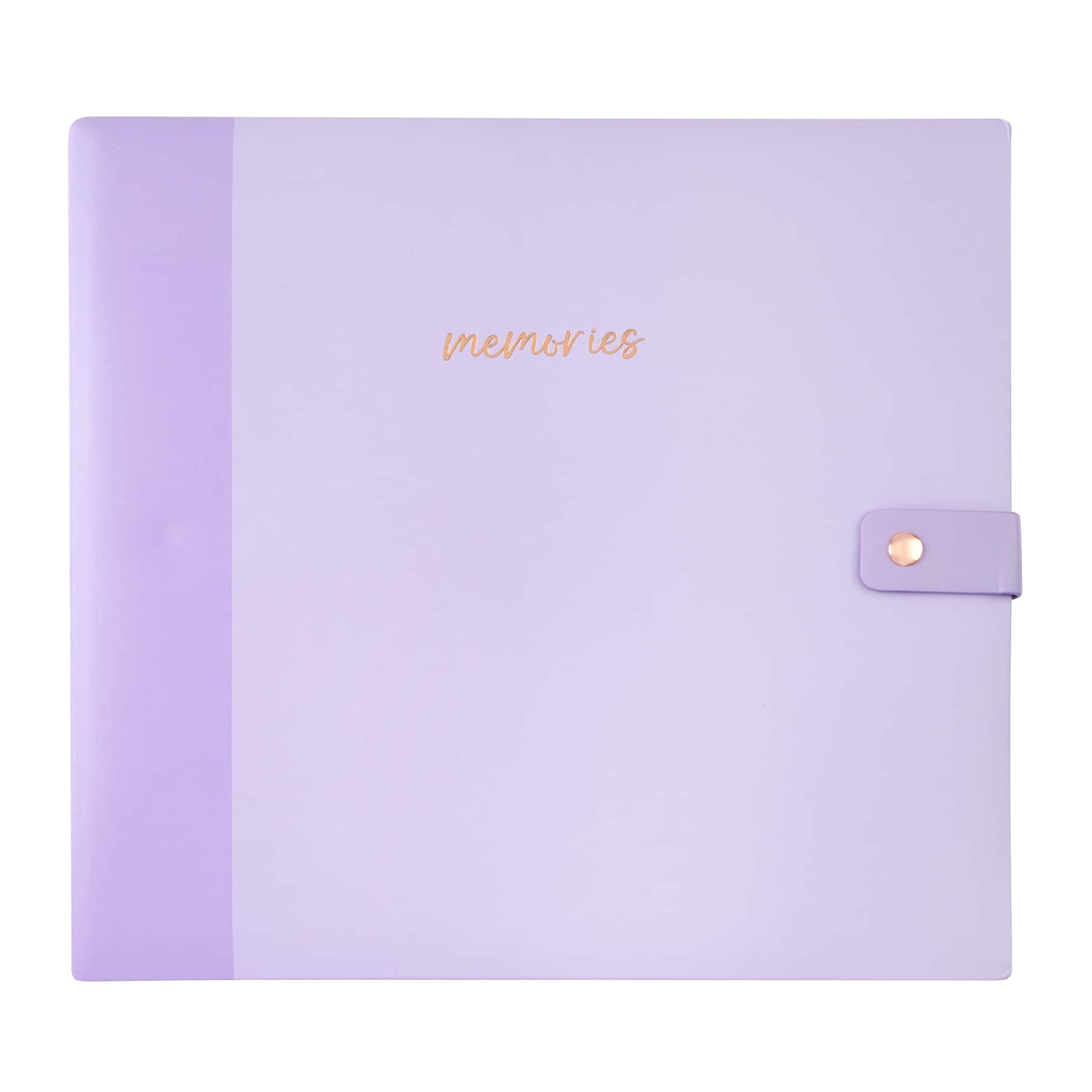 Recollections Scrapbook Album, "Memories" Script Snap Closure, Purple/Rose Gold, 12" x 12", 10 Sheets, 1-Pack