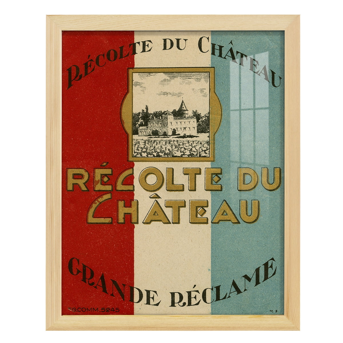 Recolte Du Chateau -Framed Print w/glass-Natural Wood