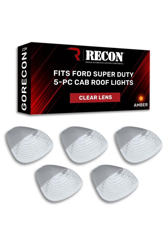 - Fits 1999-2016 Super Duty 5-PC Cab Lights Lenses Amber Xenon Bulbs with Clear Lens (Replaces Factory/OEM Cab Lenses)
