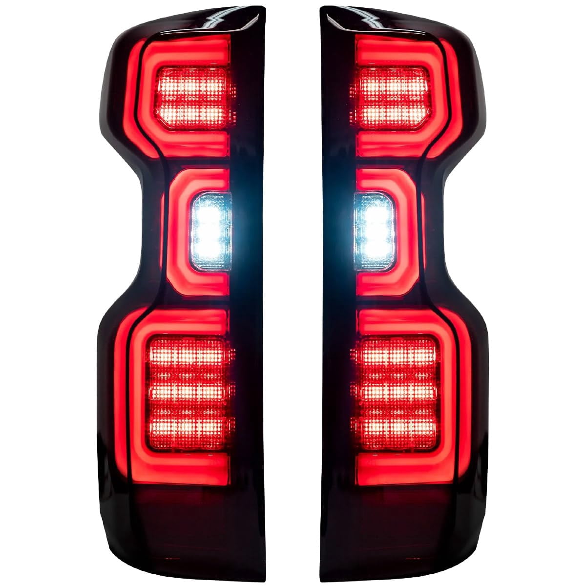 RECON - Fits 19-23 Silverado 1500 & 20-23 2500/3500 Premium OLED Tail Lights Ultra Bright Running Lights (Replaces Factory/OEM LED Tail Lights Only) Smoked Black Lens