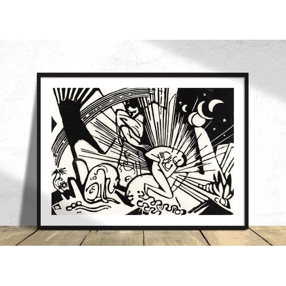 Reconciliation Franz Marc Abstract Expressionist Decor, UNFRAMED Size 16x16
