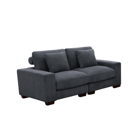 Babo Care Reconfigurable Modular Sectional Sofa, 72” U-Shaped Couch with Corduroy Fabric for Living Room & Apartment, Dark Gray