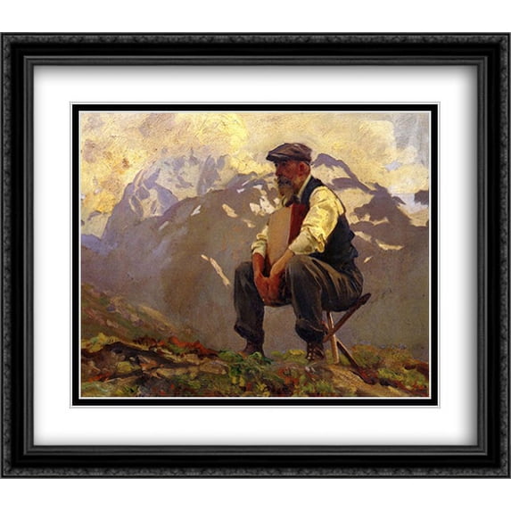 Reconnoitering 2x Matted 32x28 Large Black Ornate Framed Art Print by Sargent, John Singer