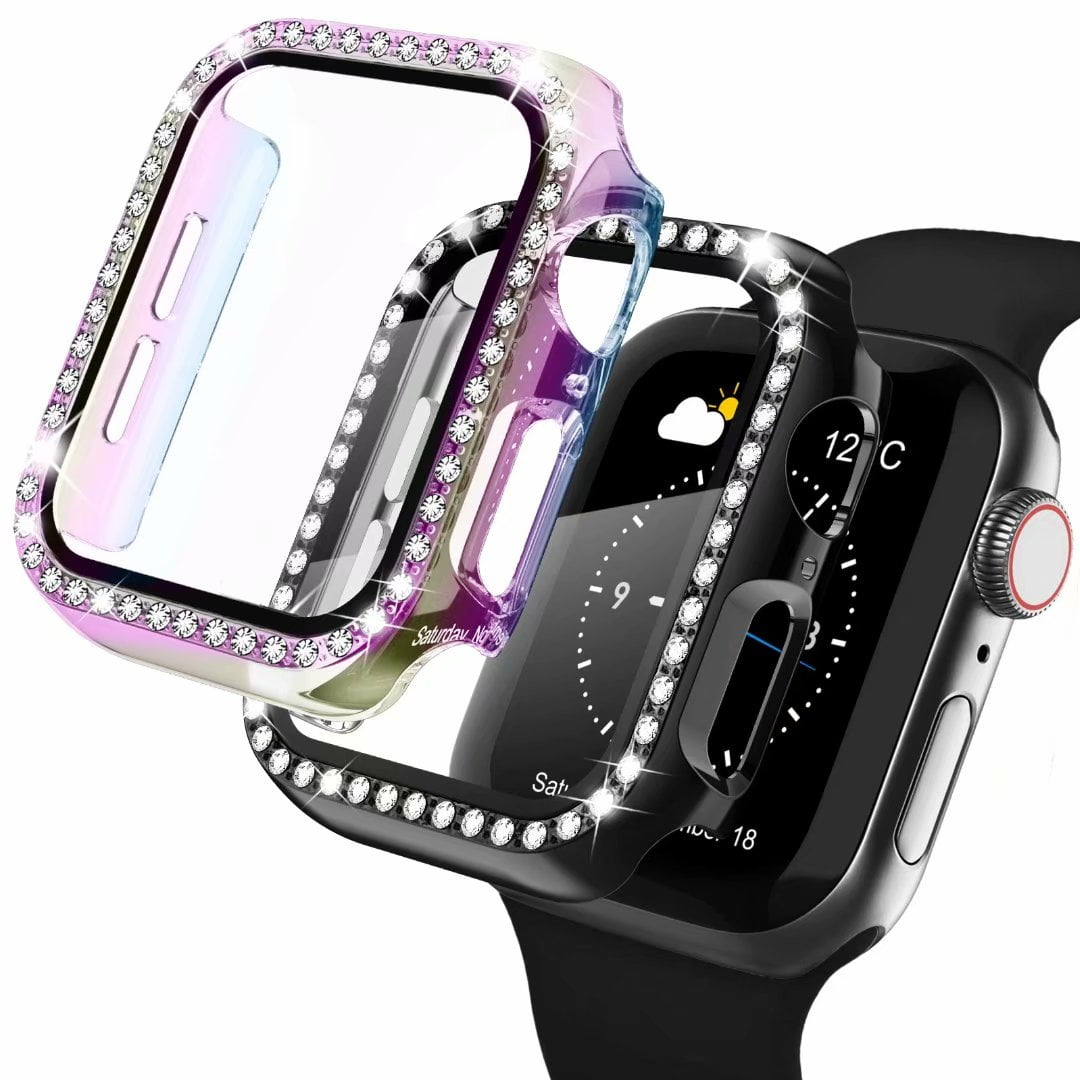 Recoppa 2 Pack Bling Rhinestone Case Protector w/ Tempered Glass