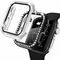 thumbnail image 1 of Recoppa 2 Pack Bling Rhinestone Case Protector w/ Tempered Glass Compatible with Apple Watch Case Protector 38m 40mm 41mm 42mm 44mm Series 6 7 8 9 3 4 5 SE 1 2 Full Cover Bumper for iWatch Women Girls, 1 of 2
