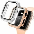 thumbnail image 1 of Recoppa 2 Pack Bling Rhinestone Case Protector w/ Tempered Glass Compatible with Apple Watch Case Protector 38m 40mm 41mm 42mm 44mm Series 6 7 8 9 3 4 5 SE 1 2 Full Cover Bumper for iWatch Women Girls, 1 of 8