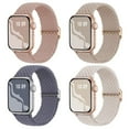 thumbnail image 1 of Recoppa 4 Packs Braided Stretchy Band Compatible with Apple Watch Bands 38mm 40mm 41mm 42mm 44mm 45mm, Soft Adjustable Nylon Strap Solo Loop Wristband Compatible for iWatch Series SE/7/6/5/4/3/2/1, 1 of 7