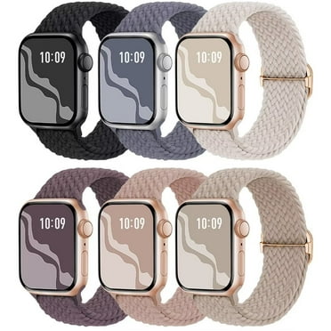 Recoppa 6 Packs Braided Stretchy Band Compatible with Apple Watch Bands 38mm 40mm 41mm 42mm 44mm 45mm, Soft Adjustable Nylon Strap Solo Loop Wristband Compatible for iWatch Series SE/7/6/5/4/3/2/1