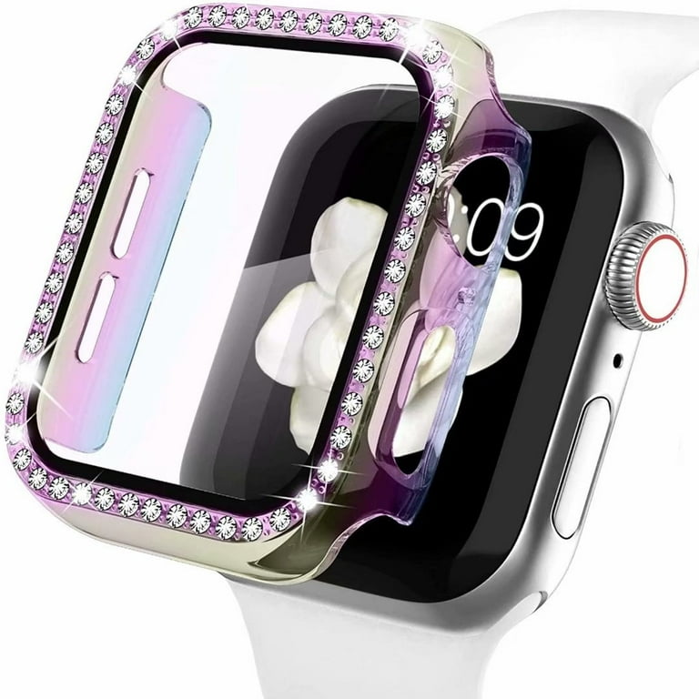 Recoppa Apple Watch Case with Screen Protector for Apple Watch 44mm Series 6 5 4 SE Bling Crystal Diamond Rhinestone Ultra Thin Bumper Full Cover Protective Case for Women Girls iWatch Colorful Walmar...