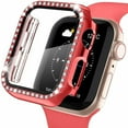 thumbnail image 1 of Recoppa Bling Rhinestone Case Protector w/ Tempered Glass Compatible with Apple Watch Case Protector 38m 40mm 41mm 42mm 44mm Series 6 7 8 9 3 4 5 SE 1 2 Full Cover Bumper for iWatch Women Girls, 1 of 9