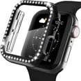 thumbnail image 1 of Recoppa Bling Rhinestone Case Protector w/ Tempered Glass Compatible with Apple Watch Case Protector 38m 40mm 41mm 42mm 44mm Series 6 7 8 9 3 4 5 SE 1 2 Full Cover Bumper for iWatch Women Girls, 1 of 9