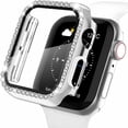 thumbnail image 1 of Recoppa Bling Rhinestone Case Protector w/ Tempered Glass Compatible with Apple Watch Case Protector 38m 40mm 41mm 42mm 44mm Series 6 7 8 9 3 4 5 SE 1 2 Full Cover Bumper for iWatch Women Girls, 1 of 9