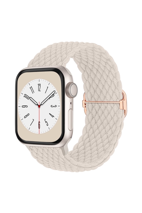 Braided Solo Loop Strechy Compatible with Apple Watch Bands 40mm 44mm 38mm 45mm 41mm 42mm for Women Men, Bracelet Band for iWatch Ultra Series 8 7 6 5 4 3 2 1 SE 2nd Gen 1, StarLight