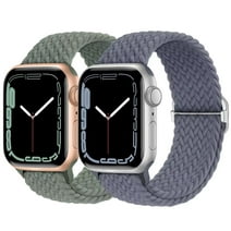 Recoppa Braided Stretchy Band Compatible with Apple Watch Bands 38mm 40mm 41mm 42mm 44mm 45mm, Soft Adjustable Nylon Strap Solo Loop Wristband Compatible for iWatch Series SE/7/6/5/4/3/2/1