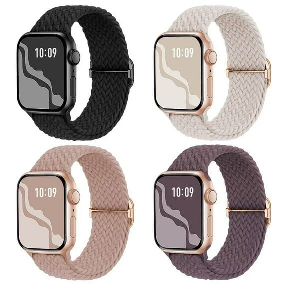 Recoppa Braided Stretchy Band Compatible with Apple Watch Bands for Women 40mm 38mm 41mm 42mm 44mm 45mm, Soft Adjustable Nylon Strap Solo Loop Wristband for iWatch Series 8 7 6 5 4 3 2 1 SE Ultra 2