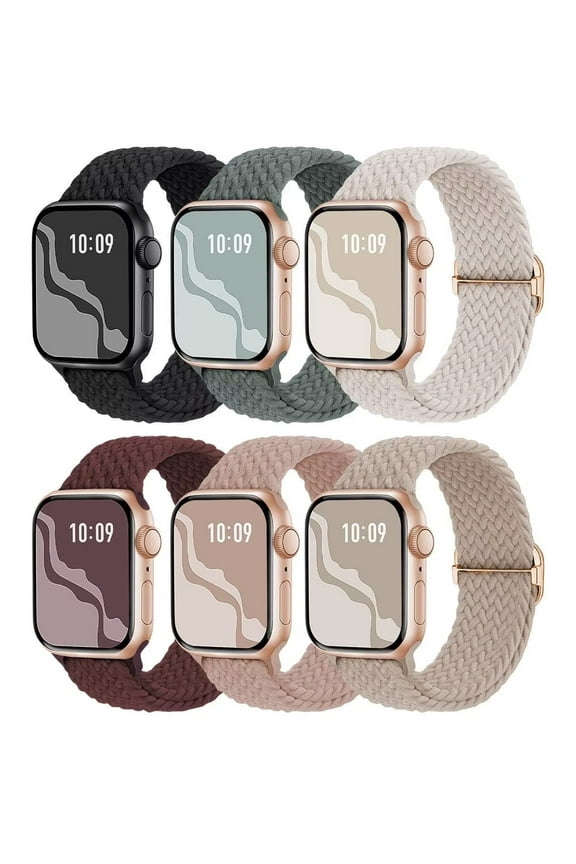 Braided Stretchy Band Compatible with Apple Watch Bands for Women 40mm 38mm 41mm 42mm 44mm 45mm, Soft Adjustable Nylon Strap Solo Loop Wristband for iWatch Series 8 7 6 5 4 3 2 1 SE Ultra 2