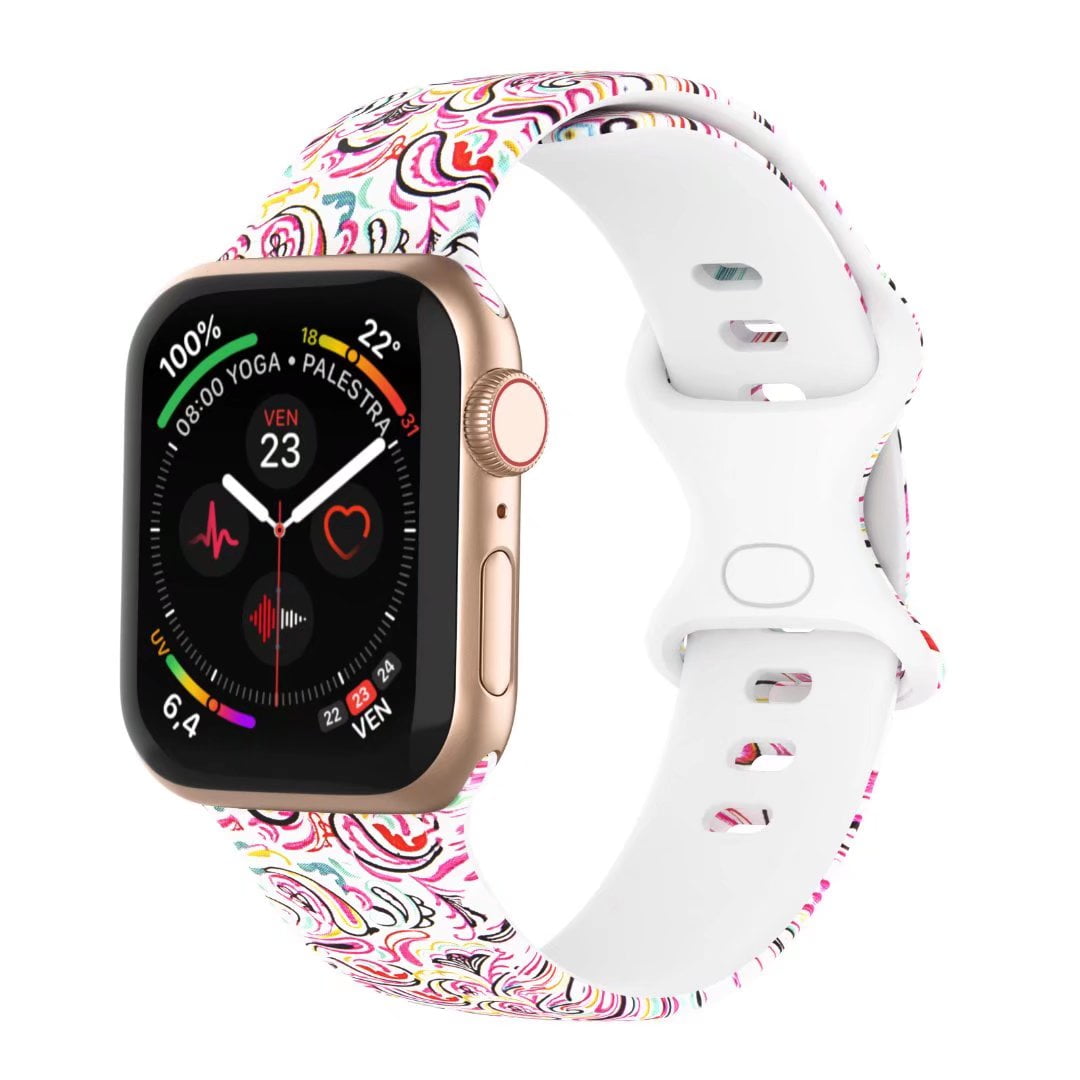 Recoppa Lace Silicone Band Compatible with Apple Watch Band 38mm 40mm 41mm  42mm 44mm 45mm Women, Hollowed-out Breathable Soft Sport Strap Replacement