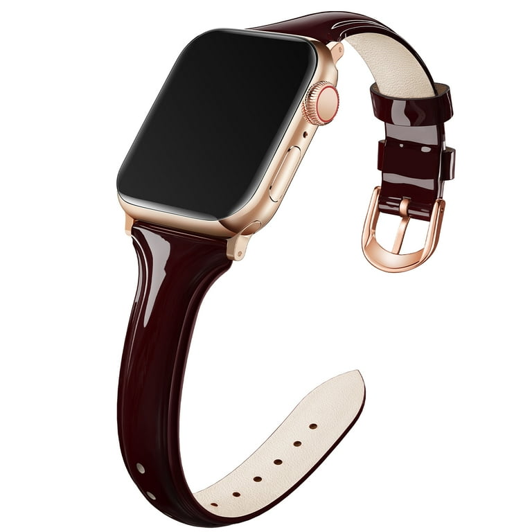 Slim Leather Band for Apple Watch | Oxa Leather, Black / 41mm | 40mm | 38mm / Rose Gold