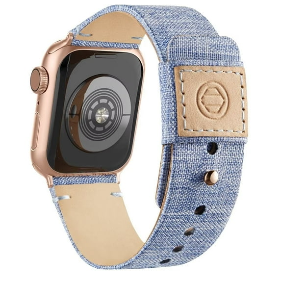 Recoppa Compatible with Apple Watch strap, fabric nylon woven replacement strap with leather lining and snap closure for iWatch Series 7/6/5/4/3/2/1 SE"