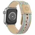 thumbnail image 1 of Recoppa Fabric Cloth Bands Compatible with Apple Watch 44mm 42mm 40mm 38mm, Canvas Strap with Soft Genuine Leather Lining and Snap Button for Apple iwatch Series 7/6/5/4/3/2/1 SE, Rainbow, 1 of 7