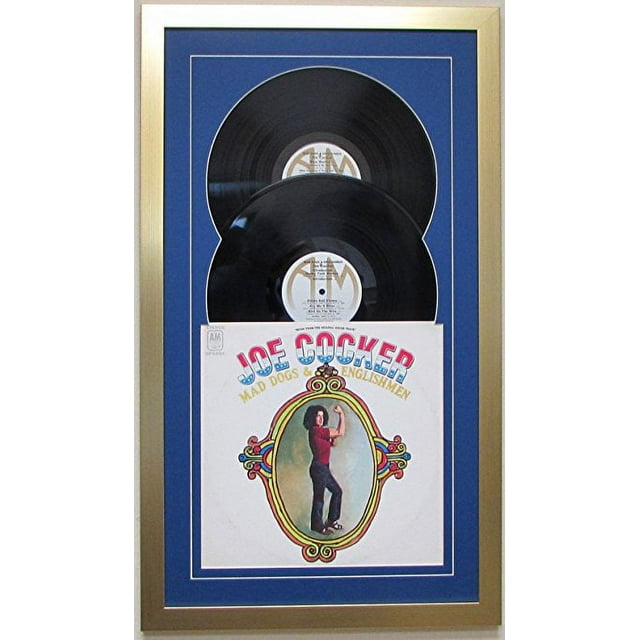 Record Album Double Vinyl LP Frame Display Featuring Dark Blue Matting