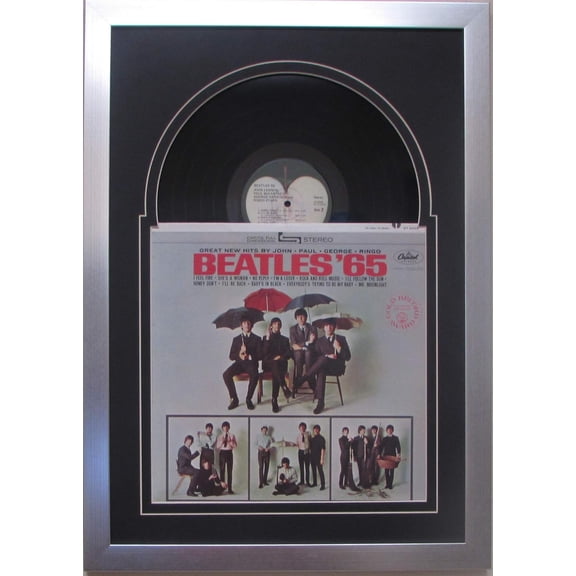 Record Album  Frame Display Featuring Black Matting Juke Box Style Design and a Solid Wood Frame (Silver)