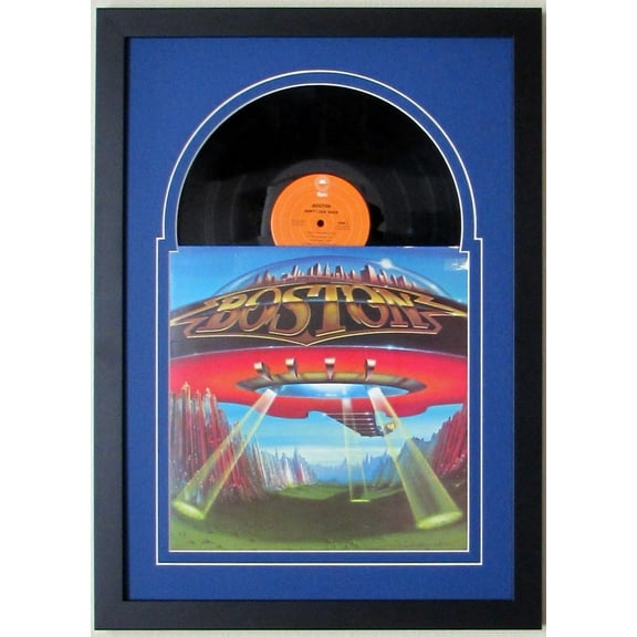 Record Album  Frame Display Featuring Solid Wood Black Frame Juke Box Style Design (Dark Blue/wc)