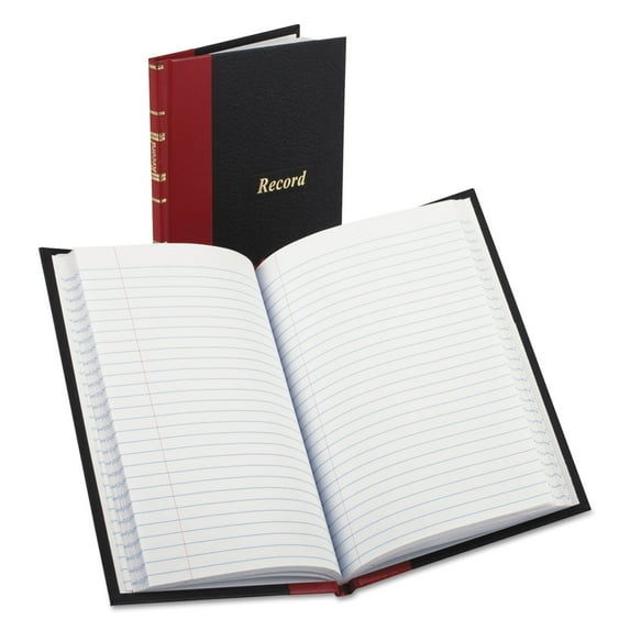 Record And Account Book With Red Spine, Custom Rule, Black/red/gold Cover, 7.5 X 5 Sheets, 144 Sheets/book | Bundle of 5 Each