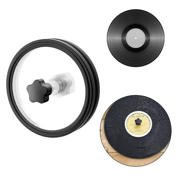Record Cleaning Black|LP Vinyl Record Label Vinyl Record Clean Record Cleaning Protector Label Record Cleaner Clamp Care Black Aluminum Handle Brand: WEWU ROUNDS