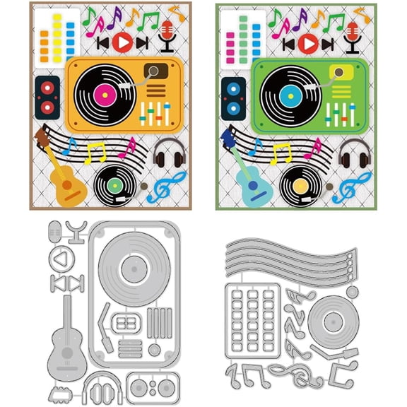 Record Cutting Dies Music CD Card Making Die Stencil Carbon Steel Die Cuts Scrapbooking Embossing Template for Greeting Cards Craft Album Letter Party Invitation Envelope Decor