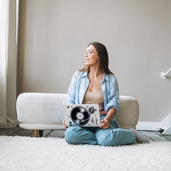 Record Laptop Decals Music Note Computer Sticker Self-Adhesive Black Tablet PC Decor Sticker for Notebook Laptop Luggage Fridge Decoration Multi-color