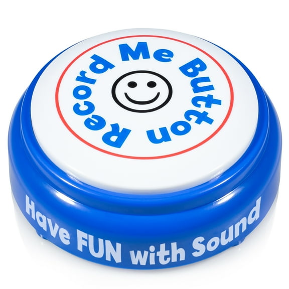 Record Me Button - Unique Cheerful Design Recordable with Built-in MIC, Play Back Your Own Custom Audio Any Time, Brilliant Blue