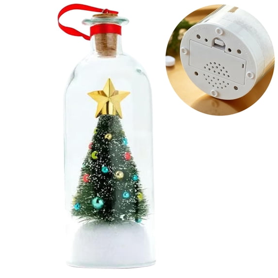 Record a Message Christmas Tree,Christmas Decor,Recordable Christmas Tree Bottle, Voice Message Glass Ornament, Light Up Festive Decoration for Home Party and Gifting(Green)