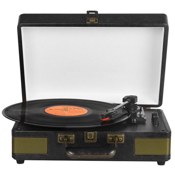 Record Player Bluetooth Turntable Portable Suitcase Vinyl Record Player Wireless Audio Turntable
