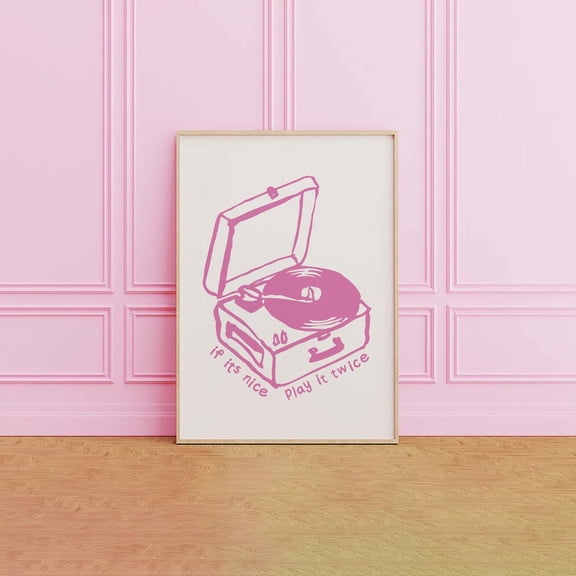Record Player Music Wall Art Retro Play It Twice Audio, Unframed Paper Poster 8x10in