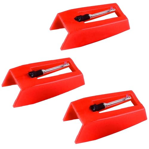 Record Player Needle,3pcs Record Player Needles Stylus Replacement for Crosley,Victrola,Jenson,Vinyl Record Player (onesize,Red)
