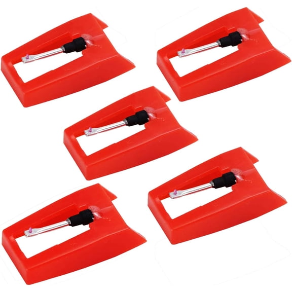 Record Player Needles, 5 Pack Turntable Stylus Compatible with Crosley Victrola Jensen Ion Sylvania Vinyl LP Phonograph Players, Red