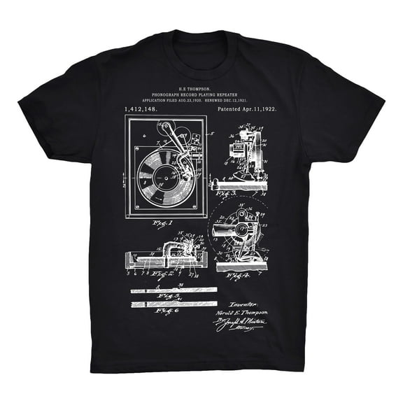 Record Player Patent 100% Cotton Premium T-Shirt