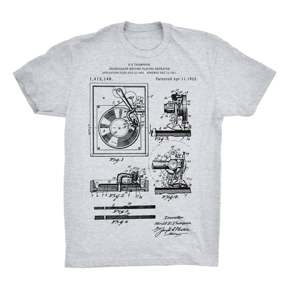 Record Player Patent 100% Cotton Premium T-Shirt