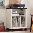 thumbnail image 1 of Record Player Stand, 24" Large Turntables Stand with Vinyl Record Storage Holds up to 200 Albums, Record Player Table for Living Room Office, White, 1 of 10