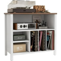 Record Player Stand, Mid-Century Vinyl Record Storage Cabinet, Tier Record Player Holder, Turntable Stand with Cabinet up to Albums, End Table for Bedroom Music Room Living Room