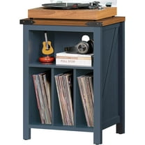 Record Player Stand with Vinyl Record Storage Holds up to 160 Albums,Large Wood Record Player Table,Blue Turntable Stand Cabinet Dispaly Shelf for Living Room,Bedroom,Office