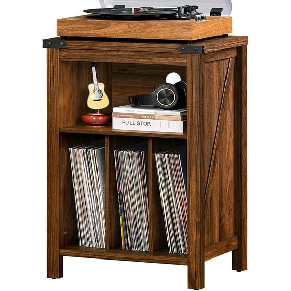 Record Player Stand with Vinyl Record Storage Holds up to 160 Albums,Large Wood Record Player Table，Brown Turntable Stand Cabinet Dispaly Shelf for Living Room,Bedroom,Office