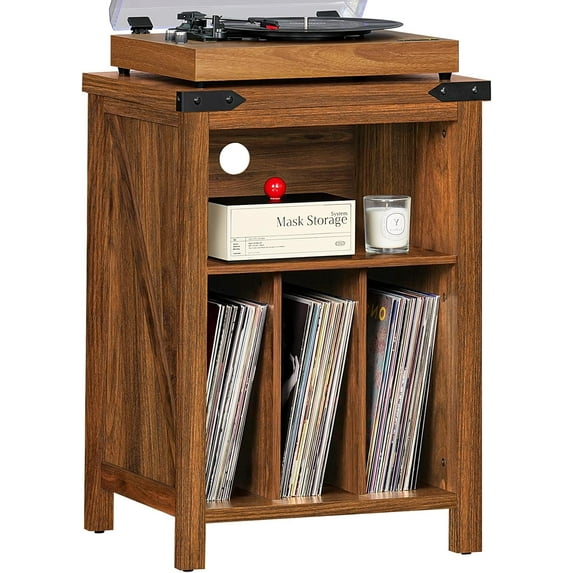 Record Player Stand with Vinyl Record Storage Holds up to 160 Albums,Large Wood Record Player Table Dispaly Shelf，Brown Turntable Stand Cabinet for Living Room,Bedroom,Office 7